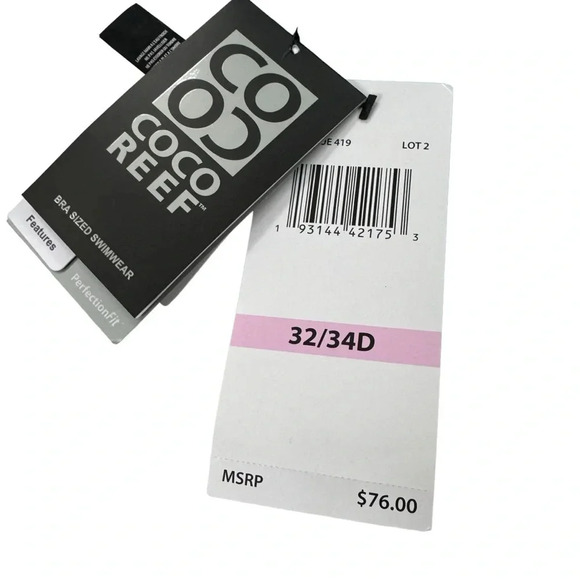 Coco Reef Reversible Verso Twist Underwire Bikini Top Python Blue Size 32/34D - Picture 11 of 13